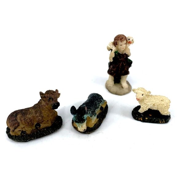 Vintage Miniature Nativity Scene 10 Piece 1.25" Resin Jesus Kings Shepard - Picture 4 of 4